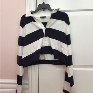 NWOT cropped long sleeve button up shirt